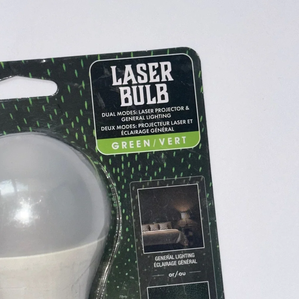 Feit Green‎ Laser/Standard Bright White LED A19 Party Dual Mode Disco Light Bulb